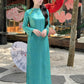 Nhu Mai - Turquoise/Green Shimmery Chiffon Ao Dai Set 50E