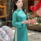 Nhu Mai - Turquoise/Green Shimmery Chiffon Ao Dai Set 50E