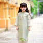 Mom and Daughter Light Green Braided Round Collar Embroidery Branches Ao Dai Set