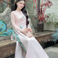 Nhu Mai - Pink Embroidery Branches Round Collar Ao Dai Set
