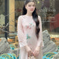 Nhu Mai - Pink Embroidery Branches Round Collar Ao Dai Set