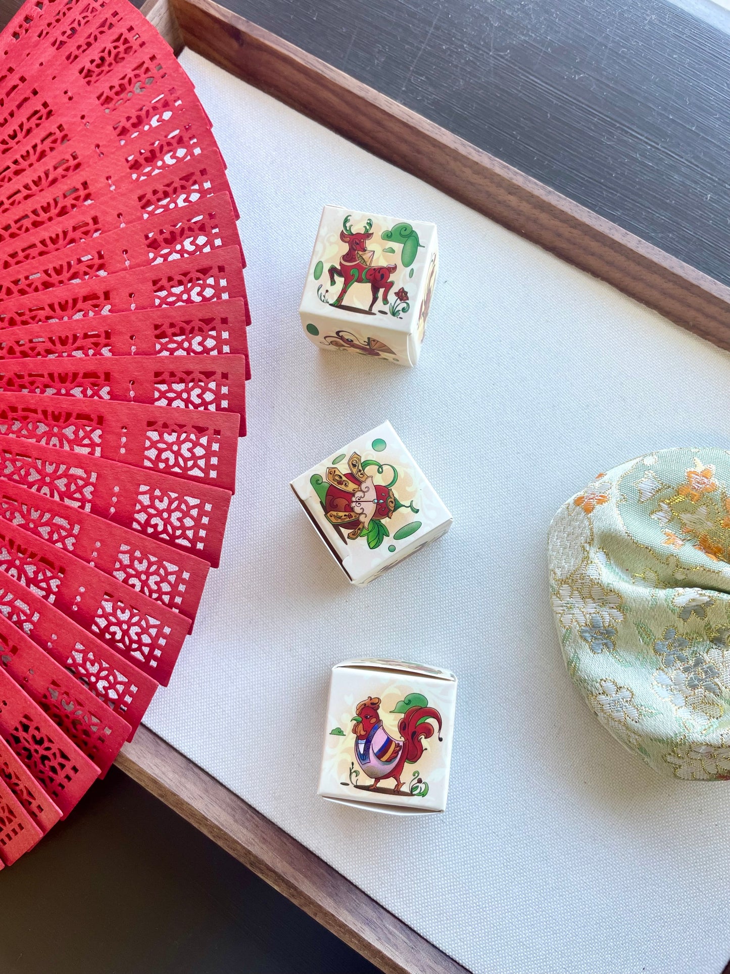 (1) Set of Bầu Cua Tôm Cá - Traditional Vietnamese Paper Board Game