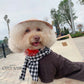 Pet Dark Brown Ba Ba Ao Dai with Checkered Scarf 44C