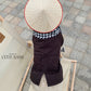 Pet Dark Brown Ba Ba Ao Dai with Checkered Scarf 44C