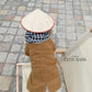 Pet Light Brown Ba Ba Ao Dai with Checkered Scarf 45B
