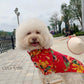Pet Red Vietnamese Floral Retro Pattern Ao Dai 46A