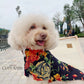 Pet Black Vietnamese Floral Retro Pattern Ao Dai 46A