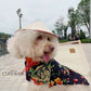 Pet Black Vietnamese Floral Retro Pattern Ao Dai 46A