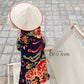 Pet Black Vietnamese Floral Retro Pattern Ao Dai 46A