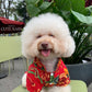 Pet Red Vietnamese Floral Retro Pattern Ao Dai 46A