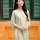 Mom and Daughter Light Green Braided Round Collar Embroidery Branches Ao Dai Set