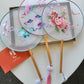 Embroidered Round Hand Fan With Tassel