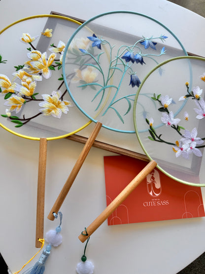 Embroidered Round Hand Fan With Tassel