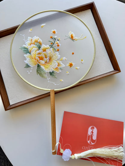 Embroidered Round Hand Fan With Tassel