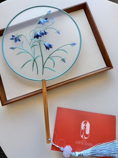 Embroidered Round Hand Fan With Tassel