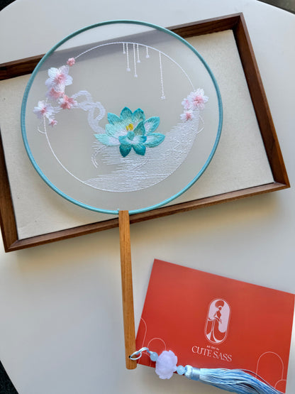 Embroidered Round Hand Fan With Tassel
