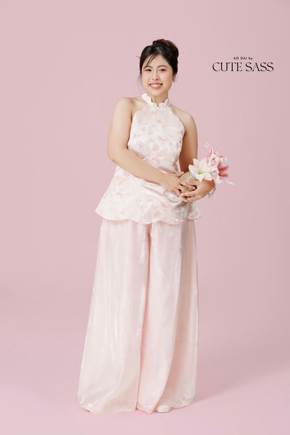 Vân - Wisp Crystal Pink Scalloped Yem Inspired Top Only, No Pants 57A