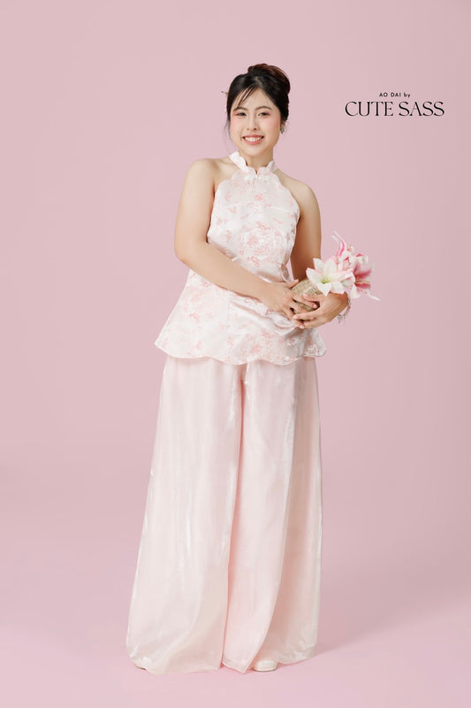 Vân - Wisp Crystal Pink Scalloped Yem Inspired Top Only, No Pants 57A