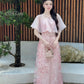 Nhu Mai - Pink Halter Front Slit with Cape Ao Dai Top Only, NO PANTS, 29A