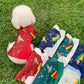 Pet Green Gam Yellow-Red Tassel Ao Dai
