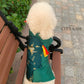 Pet Green Gam Yellow-Red Tassel Ao Dai