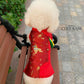 Pet Red Gam Yellow/Green Tassel Ao Dai