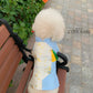 Pet White/Baby Blue Gam Yellow/Green Tassel Ao Dai