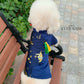 Pet Dark Blue Gam Yellow/Green Tassel Ao Dai