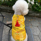 Pet Yellow Gam Short Sleeves Red Tassel Ao Dai