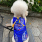 Pet Electric Blue Gam Short Sleeves Yellow Tassel Ao Dai