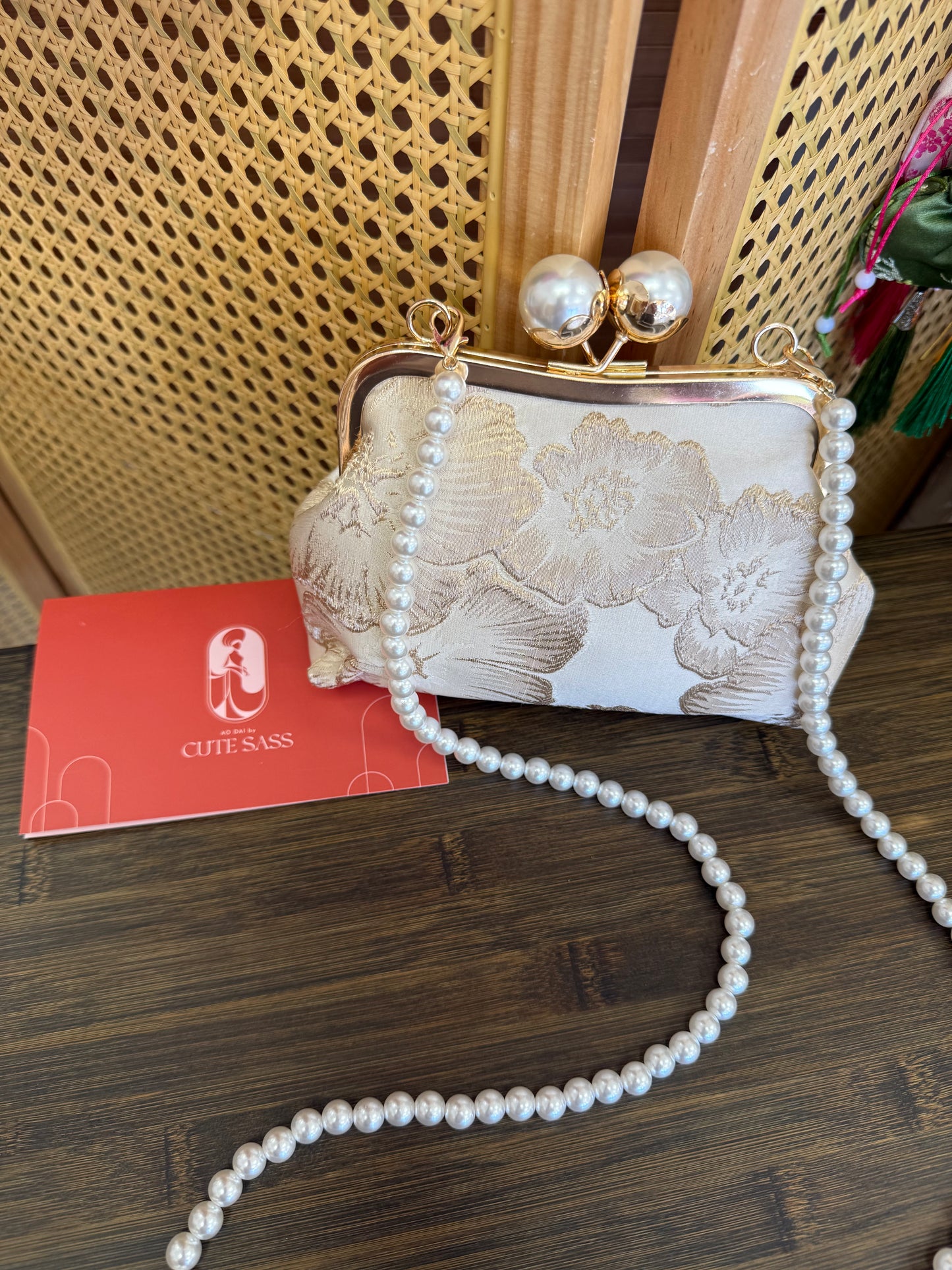 Silk Purse Clutch With Pearl Clasp