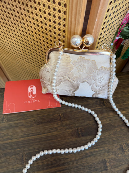 Silk Purse Clutch With Pearl Clasp