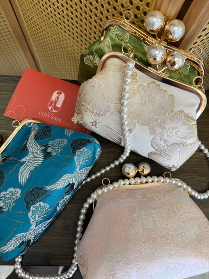 Silk Purse Clutch With Pearl Clasp