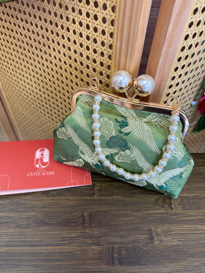 Silk Purse Clutch With Pearl Clasp