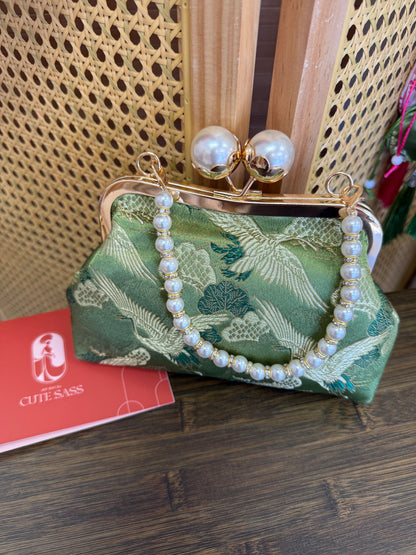 Silk Purse Clutch With Pearl Clasp