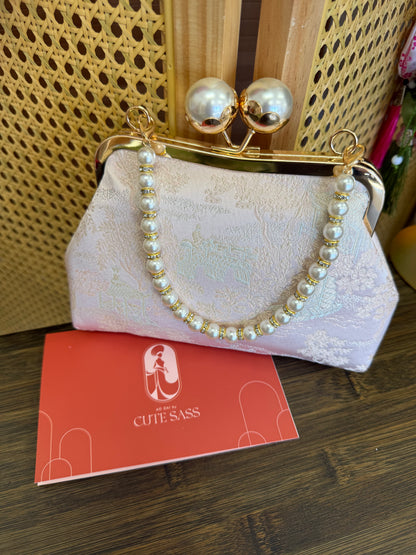 Silk Purse Clutch With Pearl Clasp