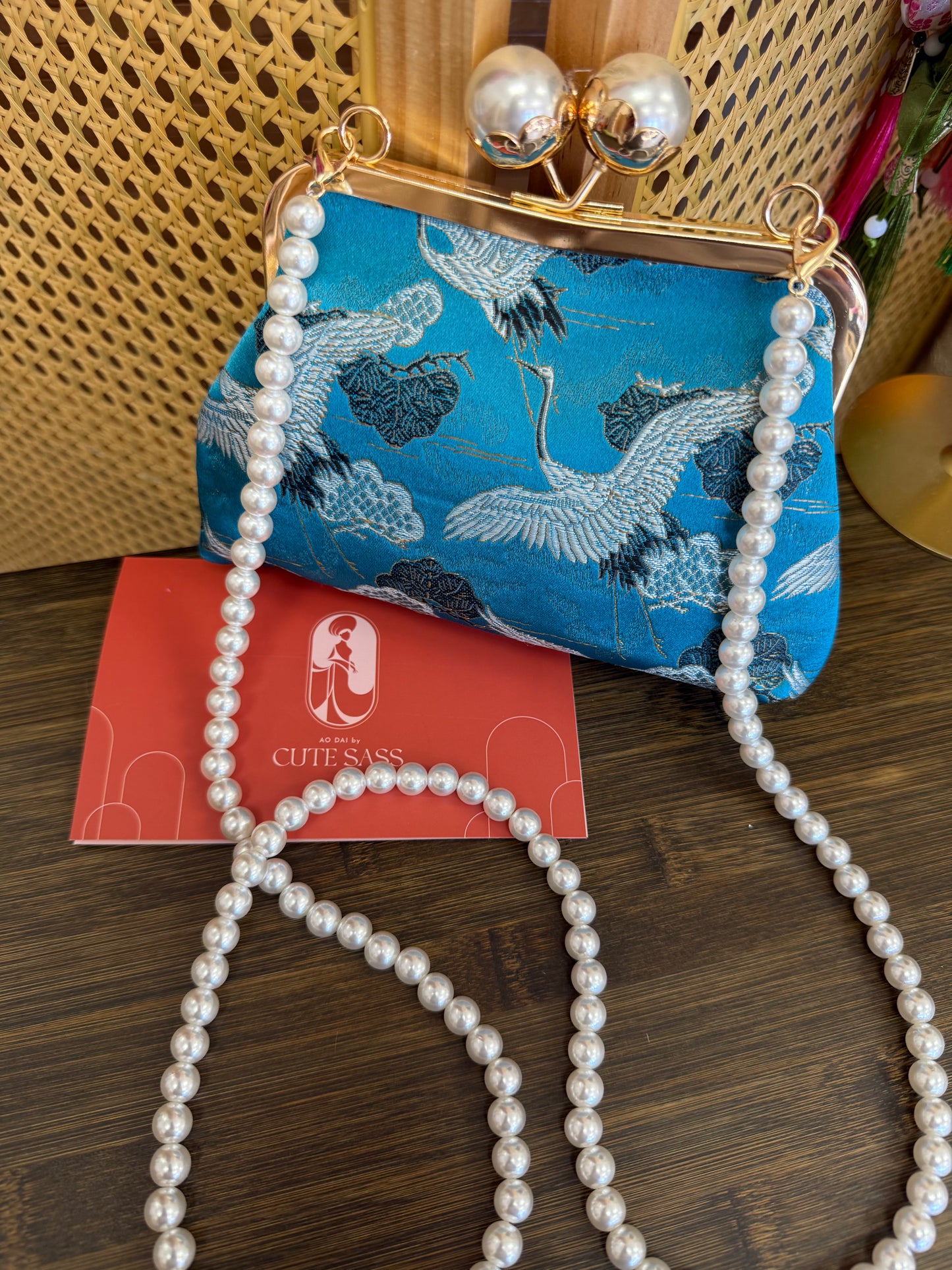 Silk Purse Clutch With Pearl Clasp
