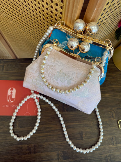 Silk Purse Clutch With Pearl Clasp