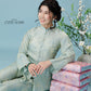 Vân - Shimmery Teal Button High Collar Bà Ba Top Only, No Pants