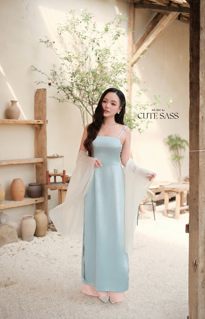 Blue Luna Chic Spaghetti Strap Ao Dai Top Only, No Pants