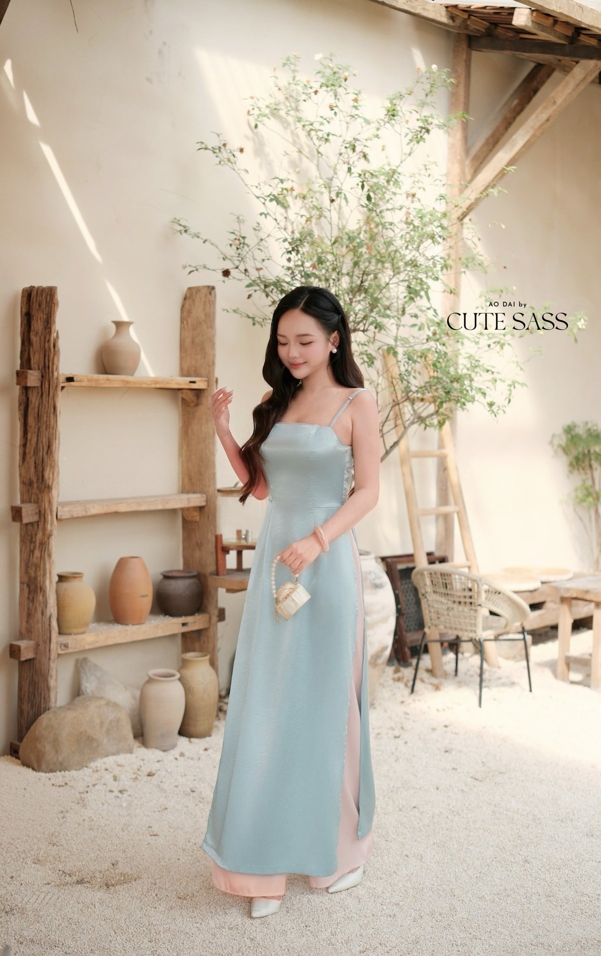 Blue Luna Chic Spaghetti Strap Ao Dai Top Only, No Pants