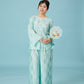 Vân - Teal Bow Knot Round Collar Bà Ba Top Only, No Pants