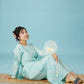 Vân - Teal Bow Knot Round Collar Bà Ba Top Only, No Pants