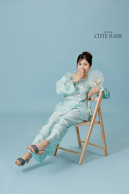 Wooden Silk Heel Slippers | Ao Dai Accessory