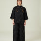 Vân - Gender Fluid Black High Collar Mid Sleeves Top, No Pants