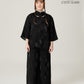 Vân - Gender Fluid Black High Collar Mid Sleeves Top, No Pants