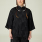 Vân - Gender Fluid Black High Collar Mid Sleeves Top, No Pants