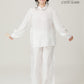 Vân - Gender Fluid White High Collar Barrel Sleeves Button Top, No Pants
