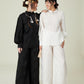 Vân - Gender Fluid Black High Collar Button Barrel Sleeves Top, No Pants