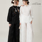 Vân - Gender Fluid Black High Collar Button Barrel Sleeves Top, No Pants